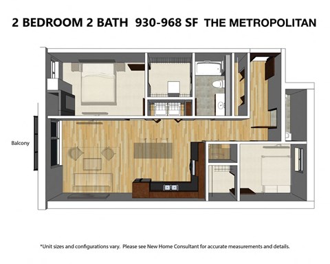 Metropolitan 2 BD 2 BA Floor Plan
